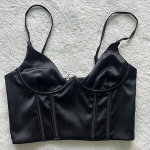 White Fox Black Corset Top size Small